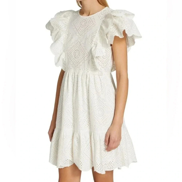 SEA Vienne Open Back Cutout Ruffle Sleeves Dress Size Medium NWT - Picture 2 of 11